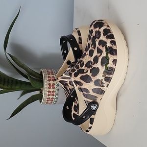 Animal Print Platform Crocs
